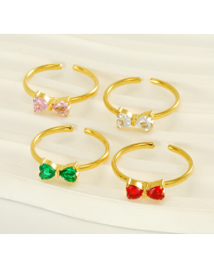 Wholesale Stainless Steel Ring Bowknot Opening Adjustable Ring