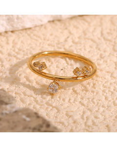 Wholesale Stainless Steel Ring Micro Inlaid White Diamond Crown Ring