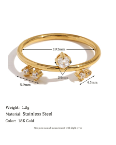 Wholesale Stainless Steel Ring Elegant Simple Style Plated 18K Gold Micro Inlaid White Diamond Crown Ring