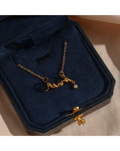 Wholesale Stainless Steel Necklace Electrocardiogram Zircon Pendant Necklace