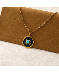 Vintage Geometric Clavicle Chain Enamel 18k Gold Plated Stainless Steel Neckalce Wholesale 