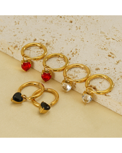 Wholesale Stainless Steel Earrings Zircon Inlaid Heart Pendant Earrings 