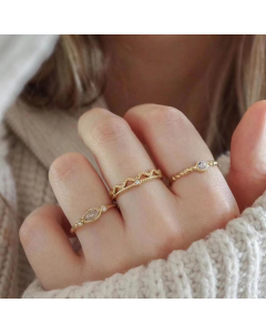 Wholesale Opening Adjustable Ring Fashion Minimalism Zircon Inlaid Stacked Wear Stainless Steel Ring