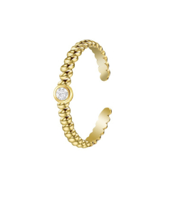 Wholesale Stainless Steel Ring Zircon Inlaid Opening Adjustable Ring-Gold Color-01