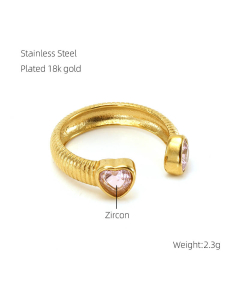 Wholesale Zircon Inlaid Ring Niche Retro INS Style High Quality Opening Stainless Steel Ring Fine Jewelry