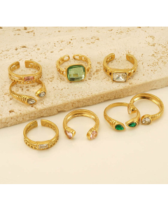 Wholesale Zircon Inlaid Ring Opening Stainless Steel Ring 