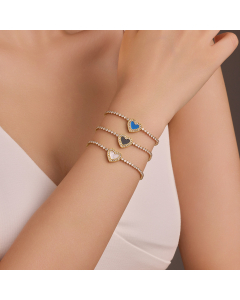 Wholesale Stainless Steel Bracelet Inlaid Zircon Enamel Heart Bracelet