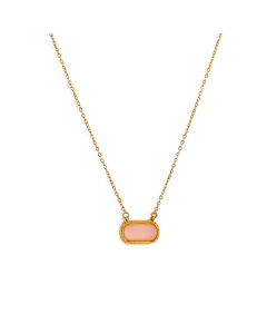 INS Style Simple Square Zircon Inlaid Pendant Stainless Steel Oval Necklace 