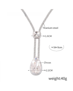 Steel Color Inlaid Zircon Pendant Necklace Wholesale Stainless Steel Fine Jewelry Set