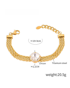Minimalism Inlaid Zircon Bracelet Wholesale Stainless Steel Fine Jewelry Set