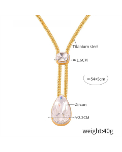 Gold Color Inlaid Zircon Pendant Necklace Wholesale Stainless Steel Fine Jewelry Set