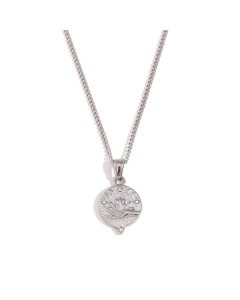 Wholesale Stainless Steel Tarot Necklace Zircon Inlaid Round Pendant Necklace-Steel Color-03
