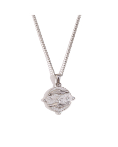 Wholesale Stainless Steel Tarot Necklace Zircon Inlaid Round Pendant Necklace-Steel Color-04