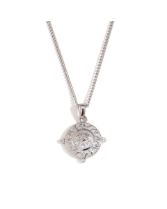 Wholesale Stainless Steel Tarot Necklace Zircon Inlaid Round Pendant Necklace-Steel Color-02