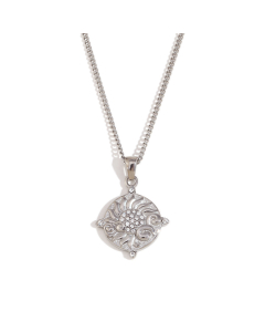 Wholesale Stainless Steel Tarot Necklace Zircon Inlaid Round Pendant Necklace-Steel Color-07