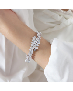 Wholesale Color Zirconium Bracelet Fashion Personality Light Luxury Zircon Inlaid Titanium Steel Bracelet Jewelry -Steel Color-White