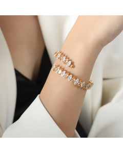 Wholesale Color Zirconium Bracelet Fashion Personality Light Luxury Zircon Inlaid Titanium Steel Bracelet Jewelry -Gold Color-Yellow