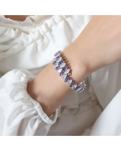Wholesale Color Zirconium Bracelet Fashion Personality Light Luxury Zircon Inlaid Titanium Steel Bracelet Jewelry -Steel Color-Purple