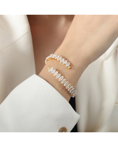 Wholesale Color Zirconium Bracelet Fashion Personality Light Luxury Zircon Inlaid Titanium Steel Bracelet Jewelry -Gold Color-White