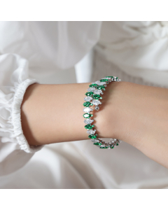 Wholesale Color Zirconium Bracelet Fashion Personality Light Luxury Zircon Inlaid Titanium Steel Bracelet Jewelry -Steel Color-Green