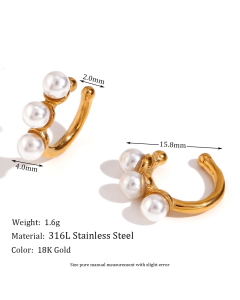 Wholesale Ear Clip Light Luxury Personality Flower Snake Stainless Steel Plated 18K Gold Zircon Micro-Inlay Earrings-Gold Color-03