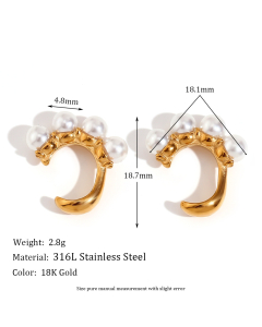 Wholesale Ear Clip Light Luxury Personality Flower Snake Stainless Steel Plated 18K Gold Zircon Micro-Inlay Earrings-Gold Color-02