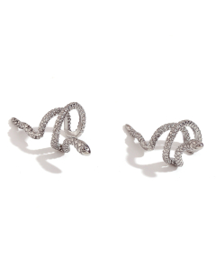 Wholesale Ear Clip Light Luxury Personality Flower Snake Stainless Steel Plated 18K Gold Zircon Micro-Inlay Earrings-Steel Color-05