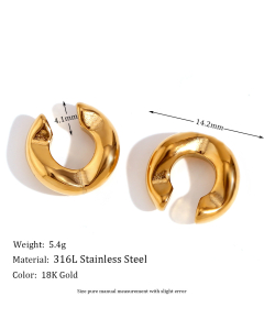 Wholesale Ear Clip Light Luxury Personality Flower Snake Stainless Steel Plated 18K Gold Zircon Micro-Inlay Earrings-Gold Color-06