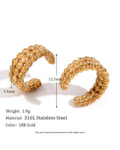 Wholesale Ear Clip Light Luxury Personality Flower Snake Stainless Steel Plated 18K Gold Zircon Micro-Inlay Earrings-Gold Color-09