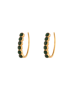 Green Zircon Inlaid Fishhook Stainless Steel Earrings Stud Jewelry