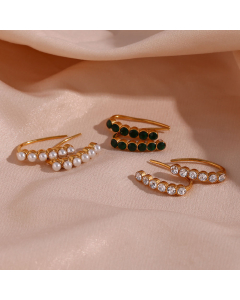 Wholesale Stainless Steel Earrings Zircon Pearl Inlaid Fishhook Earrings 