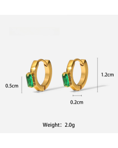 Wholesale Fine Jewelry Fashion Retro Style Green Zirconia Series Necklace Earrings Bracelet Ring Temperament Lady Stainless Steel Jewelry-Earrings-02
