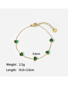 Wholesale Fine Jewelry Fashion Retro Style Green Zirconia Series Necklace Earrings Bracelet Ring Temperament Lady Stainless Steel Jewelry-Bracelet-01