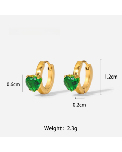 Wholesale Fine Jewelry Fashion Retro Style Green Zirconia Series Necklace Earrings Bracelet Ring Temperament Lady Stainless Steel Jewelry-Earrings-03