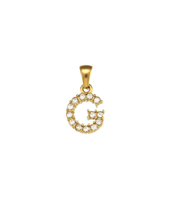 Wholesale Accessories Fashion Niche Simple Zircons Letter Stainless Steel Plated 18K Gold Micro-inset Pearl Letters Pendant-02-G