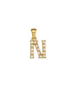 Wholesale Accessories Letter Stainless Steel Plated 18K Gold Micro-inset Pearl Letters Pendant-02-N