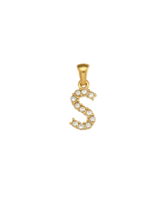 Wholesale Accessories Fashion Stainless Steel Plated 18K Gold Micro-inset Pearl Letters Pendant-02-S