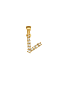 Wholesale Accessories Fashion Letter Stainless Steel Plated 18K Gold Micro-inset Pearl Letters Pendant-02-V