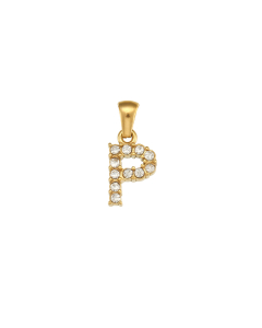 Wholesale Accessories Fashion Letter Stainless Steel Plated 18K Gold Micro-inset Pearl Letters Pendant-02-P