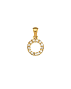 Wholesale Accessories Zircons Letter Stainless Steel Plated 18K Gold Micro-inset Pearl Letters Pendant-02-O