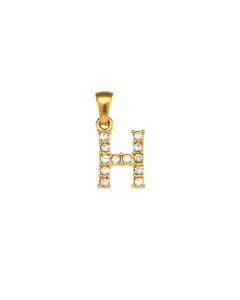 Wholesale Accessories Fashion Niche Simple Zircons Letter Stainless Steel Plated 18K Gold Micro-inset Pearl Letters Pendant-02-H