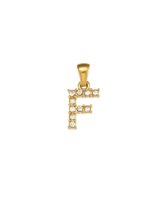 Wholesale Accessories Zircons Letter Stainless Steel Plated 18K Gold Micro-inset Pearl Letters Pendant-02-F