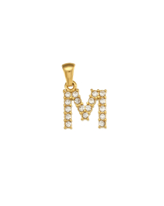 Wholesale Accessories Zircons Letter Stainless Steel Plated 18K Gold Micro-inset Pearl Letters Pendant-02-M
