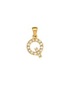 Wholesale Accessories Letter Stainless Steel Plated 18K Gold Micro-inset Pearl Letters Pendant-02-Q