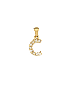 Wholesale Accessories Letter Stainless Steel Plated 18K Gold Micro-inset Pearl Letters Pendant-02-C