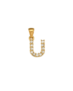 Wholesale Accessories Fashion Letter Stainless Steel Plated 18K Gold Micro-inset Pearl Letters Pendant-02-U