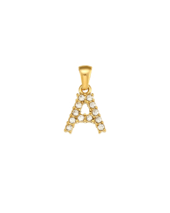 Wholesale Accessories Letter Stainless Steel Plated 18K Gold Micro-inset Pearl Letters Pendant-02-A