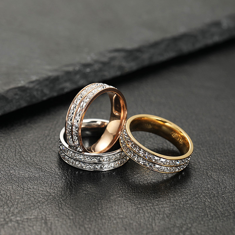 Minimalism Single And Double Row Of Small Star Zircon Couple Ring