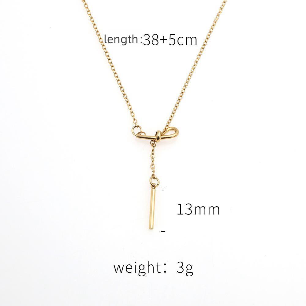 Fine Jewelry Bow Fringe Niche Non-fading Geometric Stainless Steel Necklace