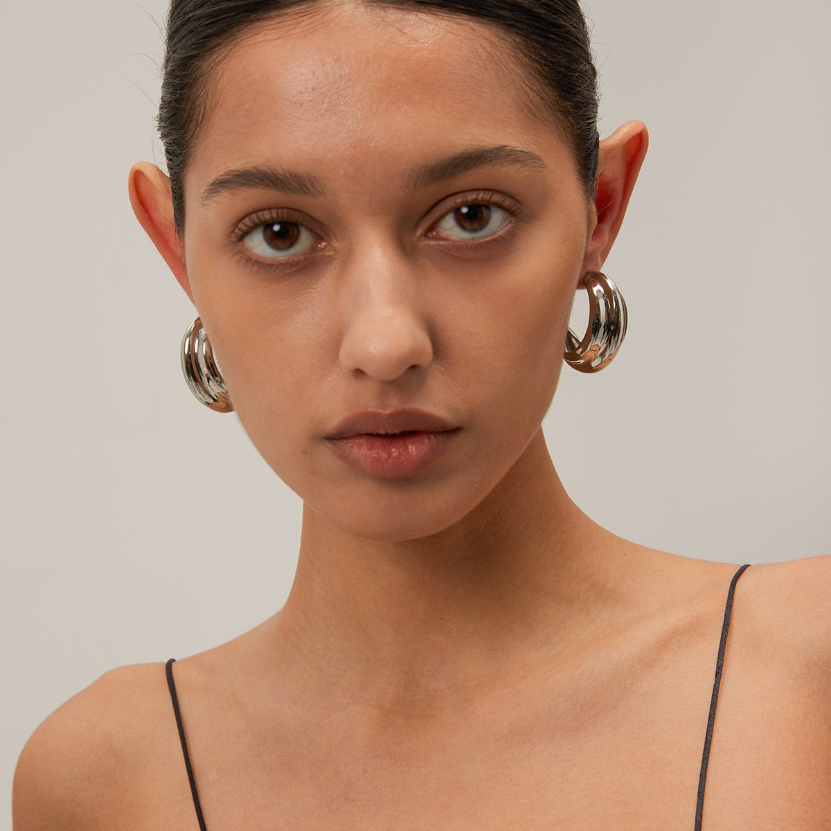 Steel Color C-shaped Stainless Steel Earrings